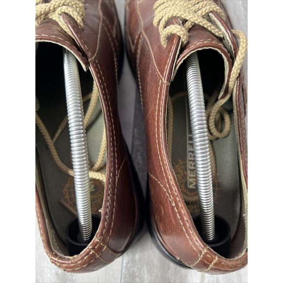 Merrell World Piece Dark Brown Mens 13 Leather Loafers Low - Picture 5 of 9
